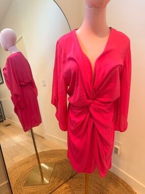 Sheike Hot Pink Gathered Neckline Dress